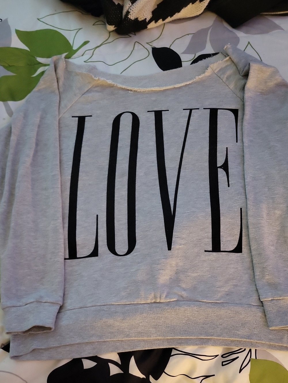 Forever 21 distressed off the shoulder sweatshirt